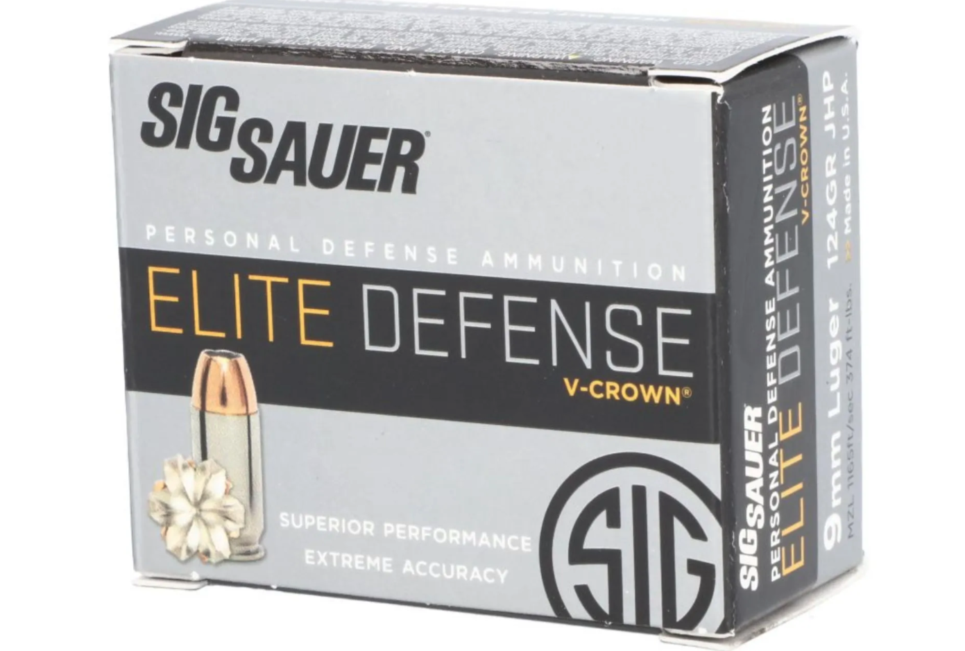 Sig Sauer E9MMA2PM1720 9MM +P 124GR V-Crown M17 Ammo JHP Handgun Ammo 
